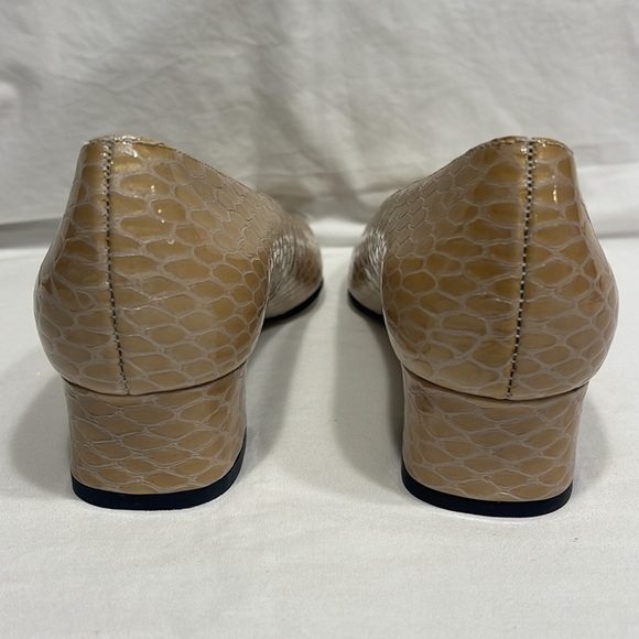 Vintage 1970’s Selly Shoes Faux Yellow Snakeskin with Block Heel Size 8.5 - Picture 4 of 10